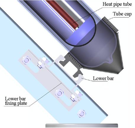 水タンクとヒートパイプ真空管の設置